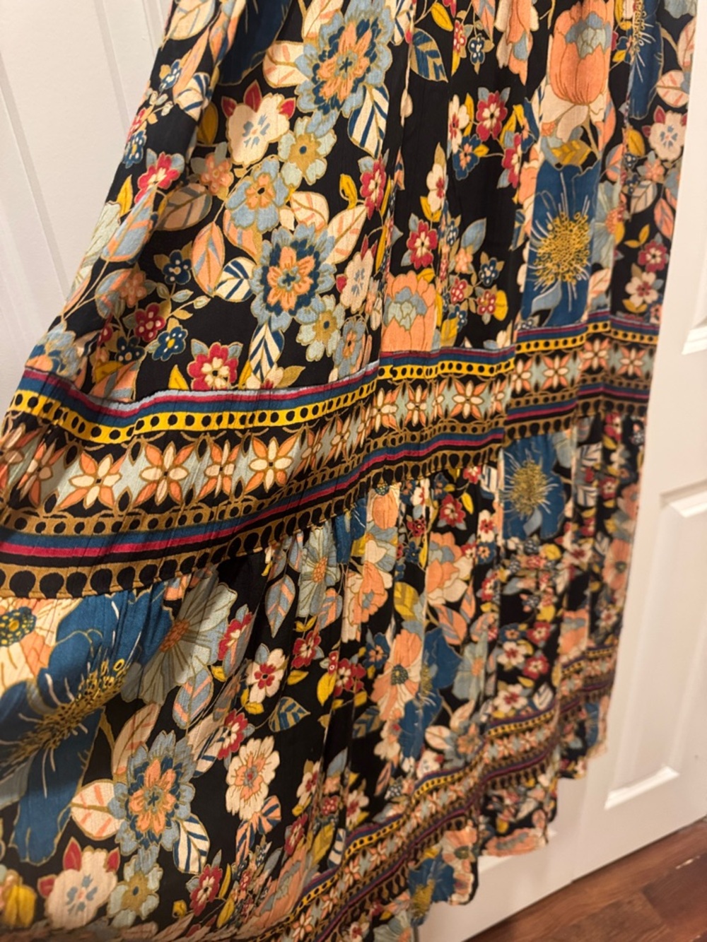 Angie Black Floral Maxi Dress with Twist Front - Picture 4 of 5
